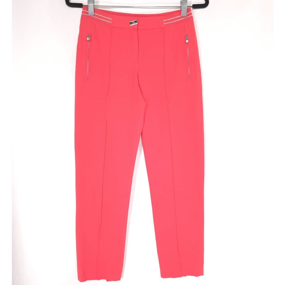 VIADELLEPERLE VDP Women's Pants Trousers US6 Orange Cotton Blend EU42 ITALY MADE
